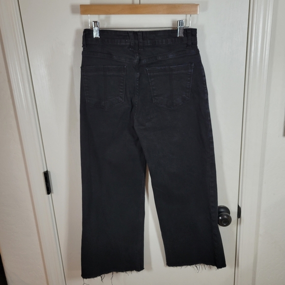 TNR Black Wide Leg High Rise Crop Jeans Size 27 Tencel Cotton Blend - Picture 7 of 9